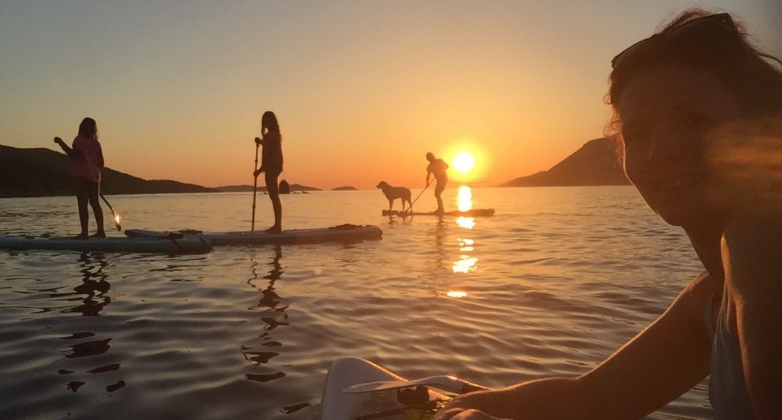 standup paddling with family