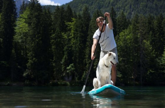 Standup paddling with dog