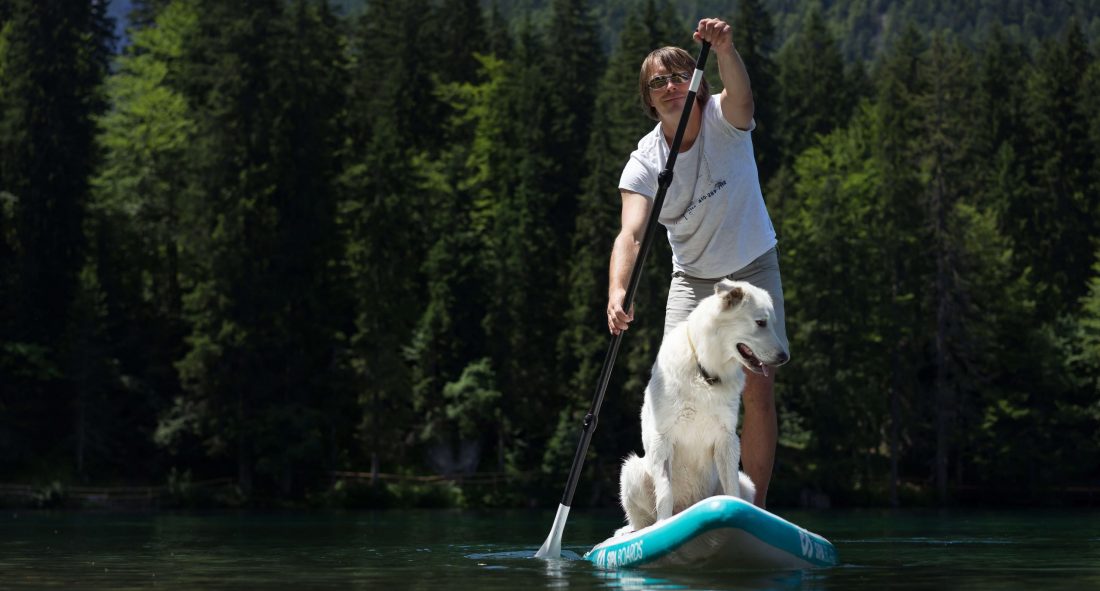 Standup paddling with dog